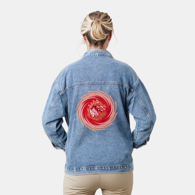 Wild Wolf Whirling Damen Denim Jacke (Modell)