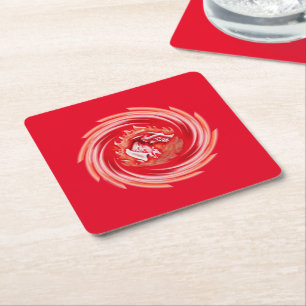 Wild Wolf Whirling papier rouge à boire sous-verre
