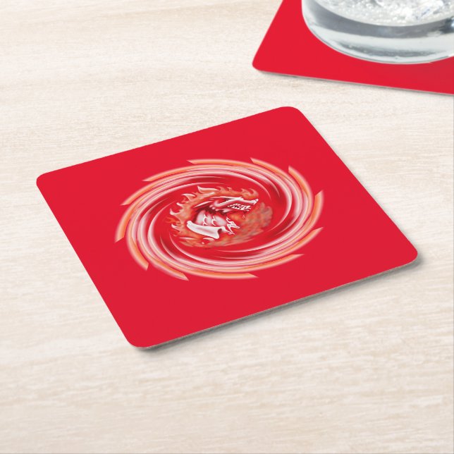 Wild Wolf Whirling papier rouge à boire sous-verre (Incliné)