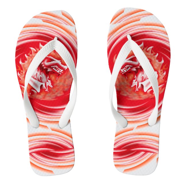 Wild Wolf Whirling weiße Flip Flops (Fußbett)