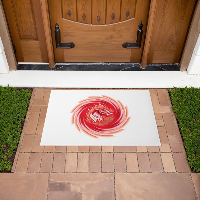 Wild Wolf Whirling White Doormat Fußmatte (Außenbereich)