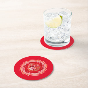 Wild Wolf Wirbelnde Rot-Rundpapier Drink Coaster Runder Pappuntersetzer