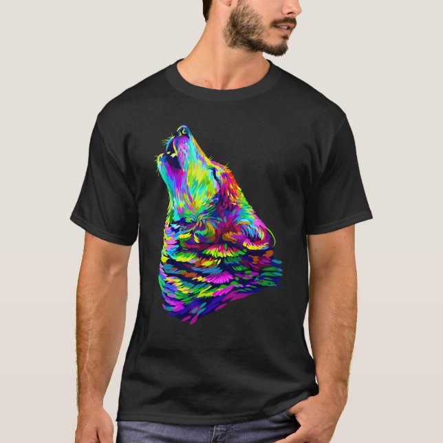 Wild Wolf zitiert grafische T-Shirts farbenfrohe Ö (Vorderseite)