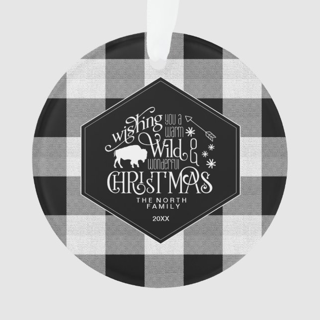 Wild Wonderful Christmas Black Buffalo Kariert ID6 Ornament (Vorderseite)