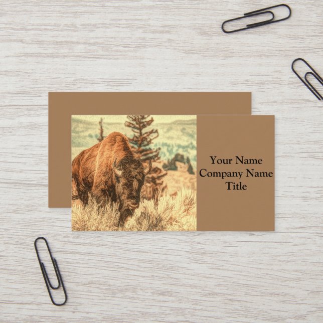Wild Woodland Bison Visitenkarte (Vorderseite/Rückseite Beispiel)