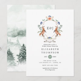 Wild Woodland Laurel Wappen Monogram Brautparty Einladung