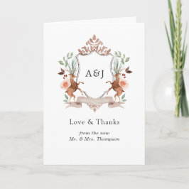 Wild Woodland Laurel Wappen Monogram Wedding Foto Dankeskarte