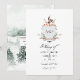 Wild Woodland Laurel Wappen QR Code UAWG Wedding Einladung