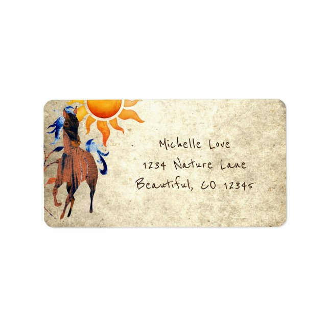 Wild Wüstenpony mit Sun Horse-Adresse Adressaufkleber (Vorne)
