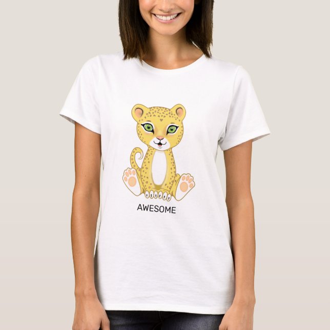 Wild Young Leopard Animal Cartoon T - Shirt (Vorderseite)