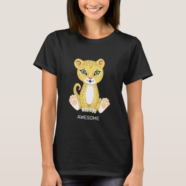 Wild Young Leopard Animal Cartoon T - Shirt (Vorderseite)