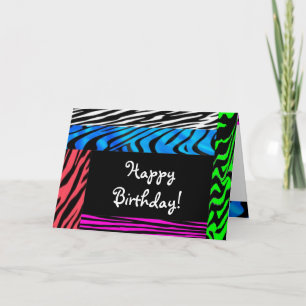 Wild Zebra Print Happy Birthday Card Karte