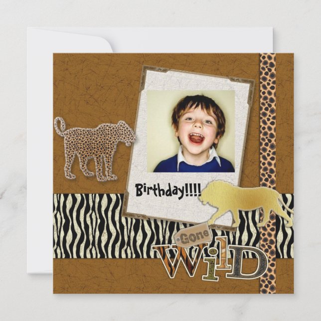 Wild Zebra Safari Zoo Birthday Foto Einladung (Vorderseite)