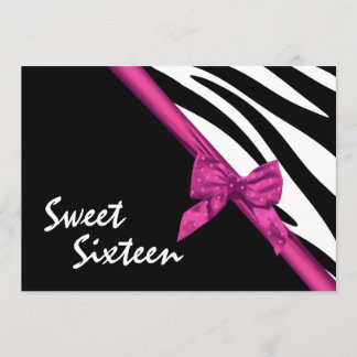 Wild Zebra Streifen und Ribbon 16 . Geburtstag Einladung