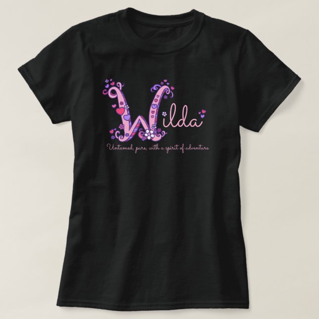 Wilda Girls nennen W Mongram Herz T-Shirt (Design vorne)
