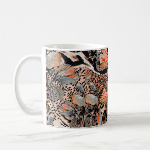 Wildafrikanische Tierhaut mit Brom-Blume-Pattern Kaffeetasse