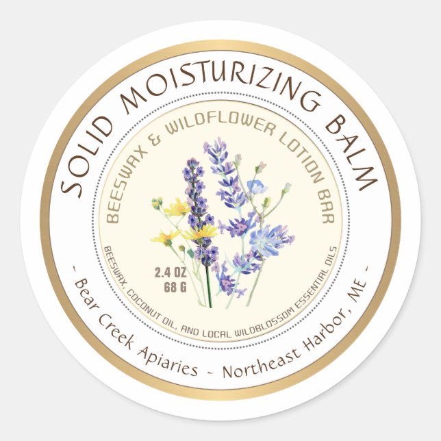 Wildblossoms Bienenwachs Lounge Bar Gold Border Runder Aufkleber (Vorderseite)