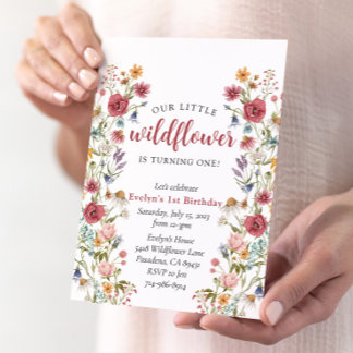 Wildblume 1 Geburtstag Einladung