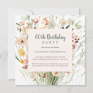 Wildblume 60. Geburtstagsparty Einladung