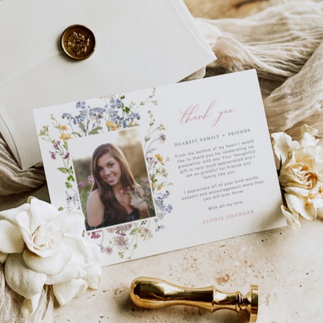 Wildblume Abschluss Danke, Card 3 Fotos Boho Dankeskarte (Von Creator hochgeladen)