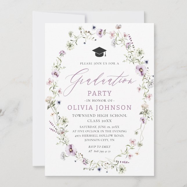 Wildblume Abschluss Einladung Ankündigung (Vorderseite)