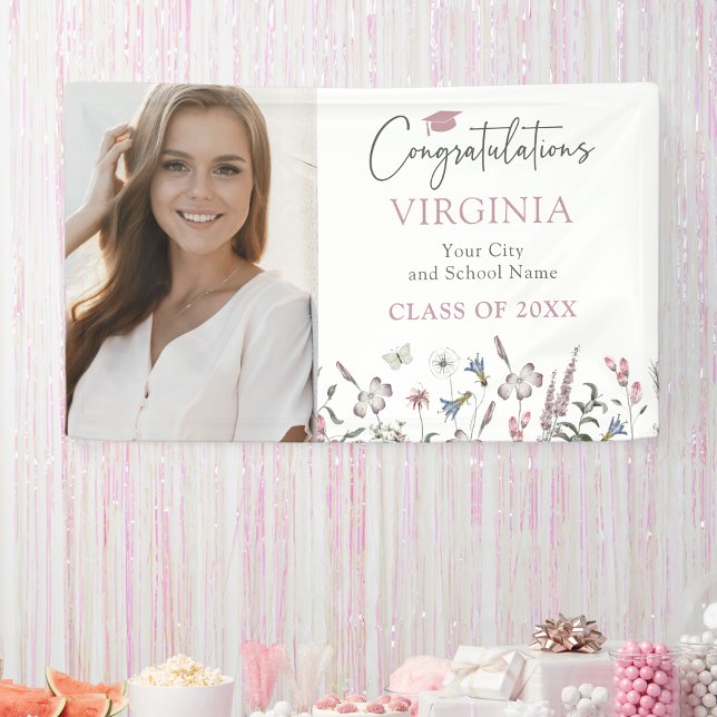 Wildblume Abschluss Foto Banner (Wildflower Graduation Photo Banner by Painted Paperie
)