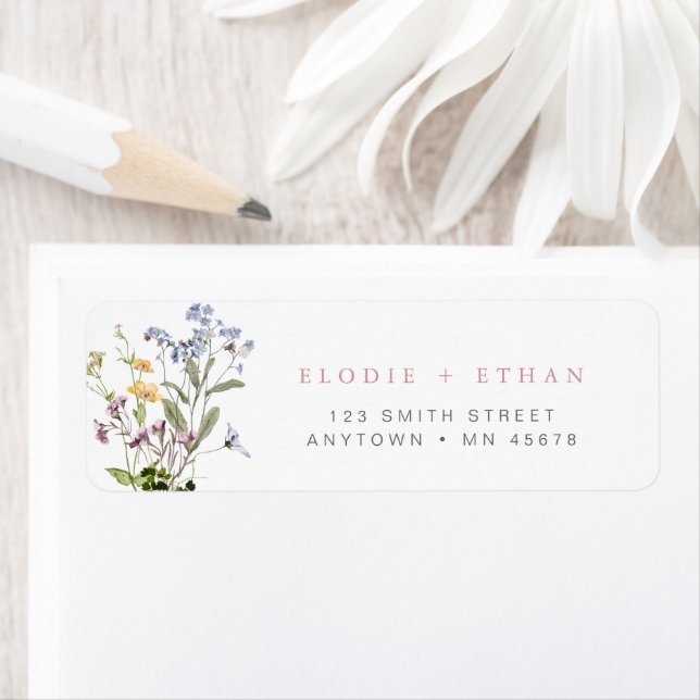Wildblume-Adresse Etikett Floral-Boho-Blume (Insitu)