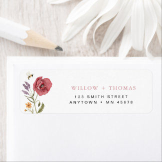 Wildblume-Adresse Etikett Floral Pink Boho Blume