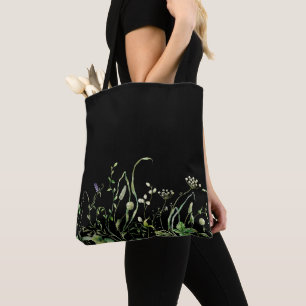 Wildblume an der schwarzen Grenze Tasche