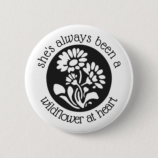 "Wildblume an Herzen" 2,25" runder Knopf Button (Vorderseite)