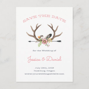 Wildblume Antler und Pfeil Save the Date Ankündigungspostkarte