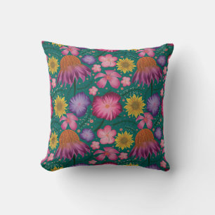 Wildblume Aquamarines Blumenmuster Kissen