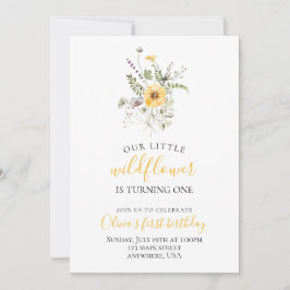 Wildblume Aquarell Blumengebirge erster Geburtstag Einladung