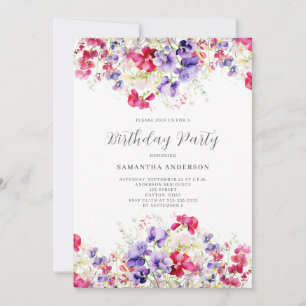 Wildblume Aquarell Blumengeburt Einladung