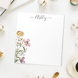 Wildblume Aquarell Bouquet #1 Personalisierter Nam Notizblock