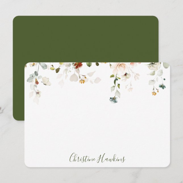 Wildblume Aquarell Hübsches Blumenmuster Personali Mitteilungskarte (Vorne/Hinten)