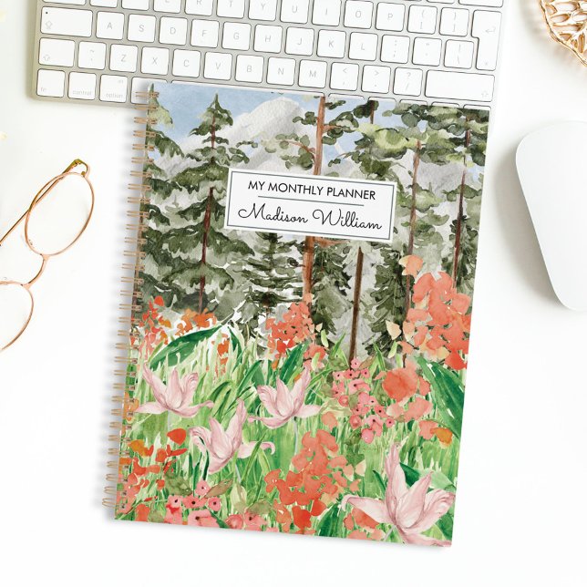 Wildblume Aquarell Meadow Floral Monatszeitschrift Planer (In situ)