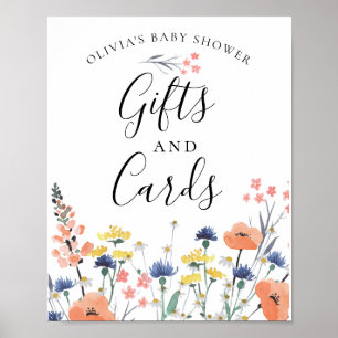 Wildblume Aquarellblütenbaby Geschenke Karte Unter Poster