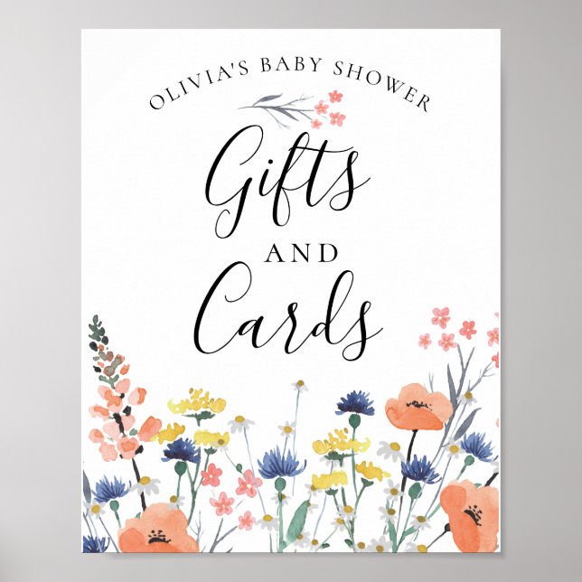 Wildblume Aquarellblütenbaby Geschenke Karte Unter Poster (Vorne)