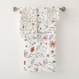Wildblume Aquarellbogen Vintages Blumenmuster Badhandtuch Set