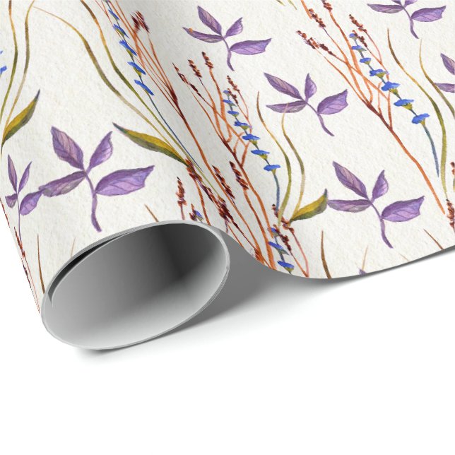 Wildblume Aquarelldruck Geschenkpapier (Rolleneckpunkt)