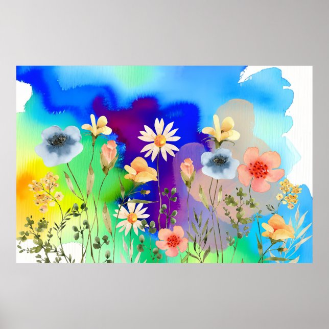 Wildblume Aquarellfarben Poster (Vorne)