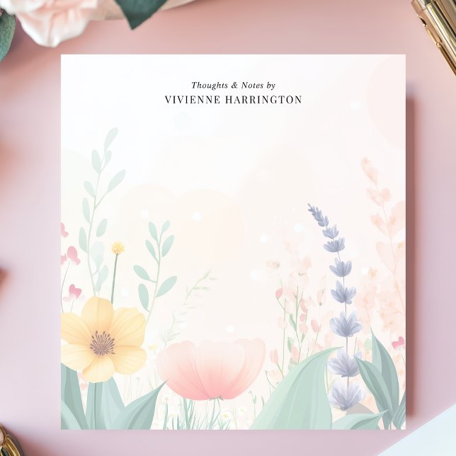 Wildblume Aquarellpastellfarben Personalisiert Notizblock (Von Creator hochgeladen)