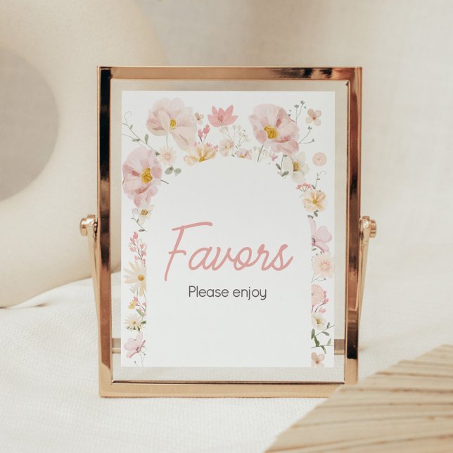 Wildblume Arch Baby in Bloom Baby Duschfavoriten Poster (Boho Arch Wildflower Baby in Bloom Baby Shower Favors Sign)