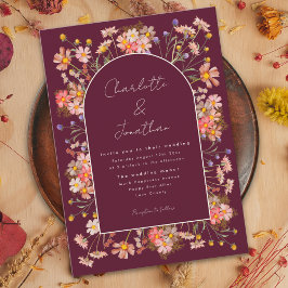 Wildblume Arch Burgundy Burnt Orange Hochzeit im H Einladung