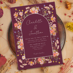 Wildblume Arch Burgundy Burnt Orange Hochzeit im H Einladung