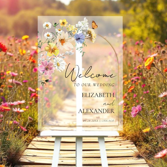 Wildblume Arch Gold |Begrüßungszeichen für Hochzei Acrylschild (Von Creator hochgeladen)