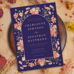 Wildblume Arch Navy Terracotta Hochzeit im Herbst Einladung