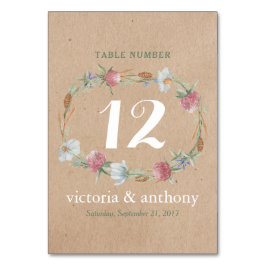 Wildblume auf der Kraft Country Wedding Number Tischnummer