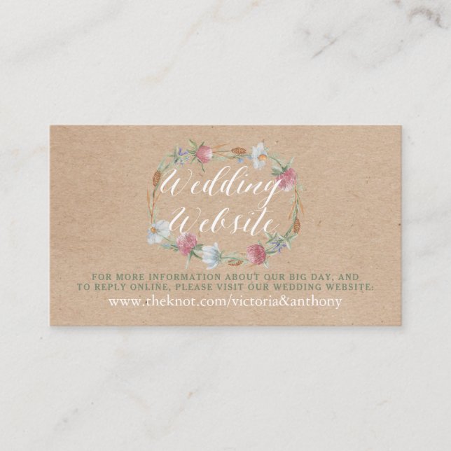 Wildblume auf der Website der Kraft Country Weddin Begleitkarte (Vorderseite)